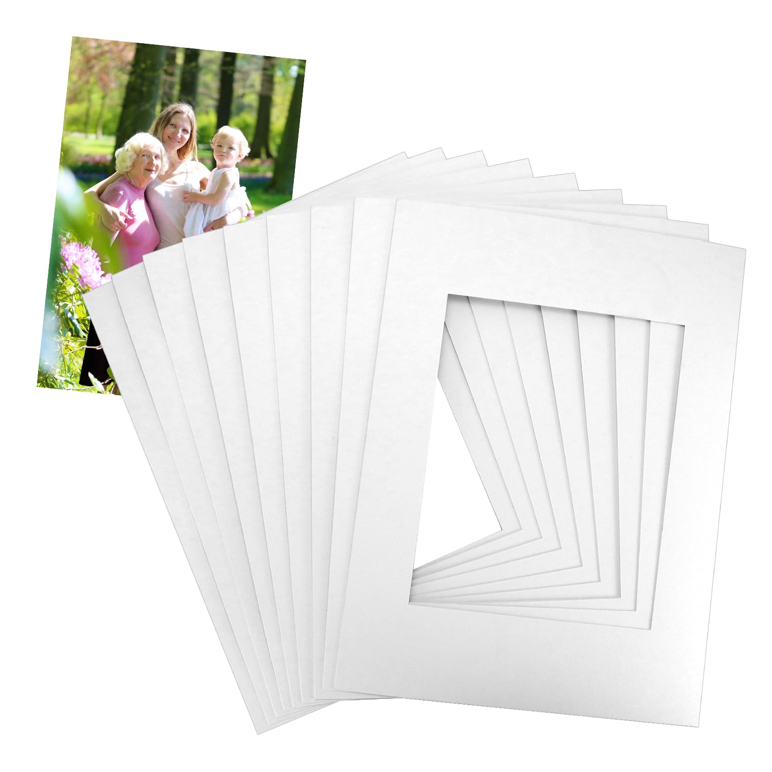 QWORK12x16 Picture Mats Cut for 8x10 Photo, 10 Pack White Double Mat Picture Matboard - Pre-Cut Mat Board Show, Bevel Cut Matte to Display Art Family Photos, Show Kits, Art, Picture Framing,-image-17