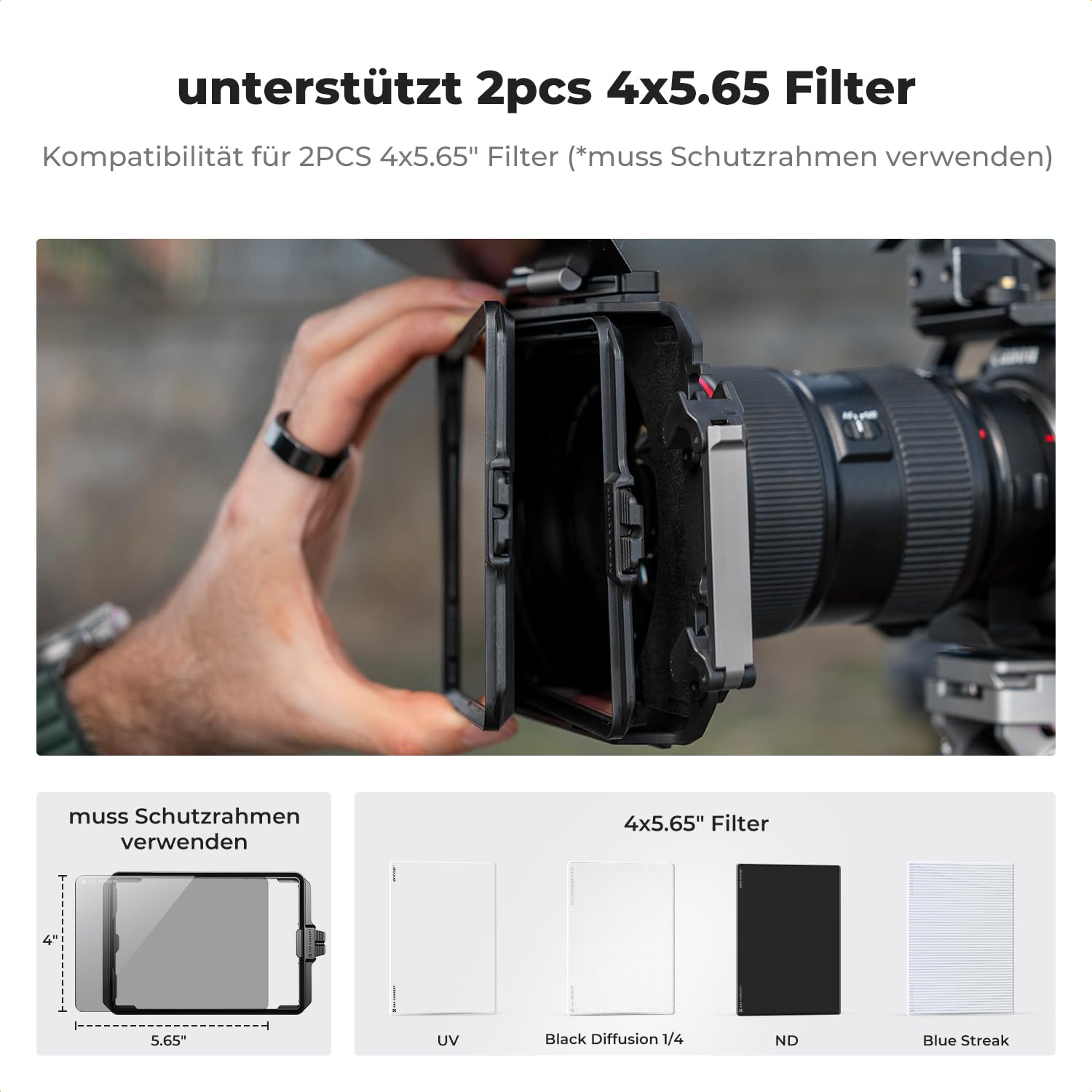 K&F Concept Matte Box Lite mit Kohlefaser Top Flag für DSLR & Spiegellose Kameras, Kompatibel mit 67mm/72mm/77mm/82mm/95mm Objektiven