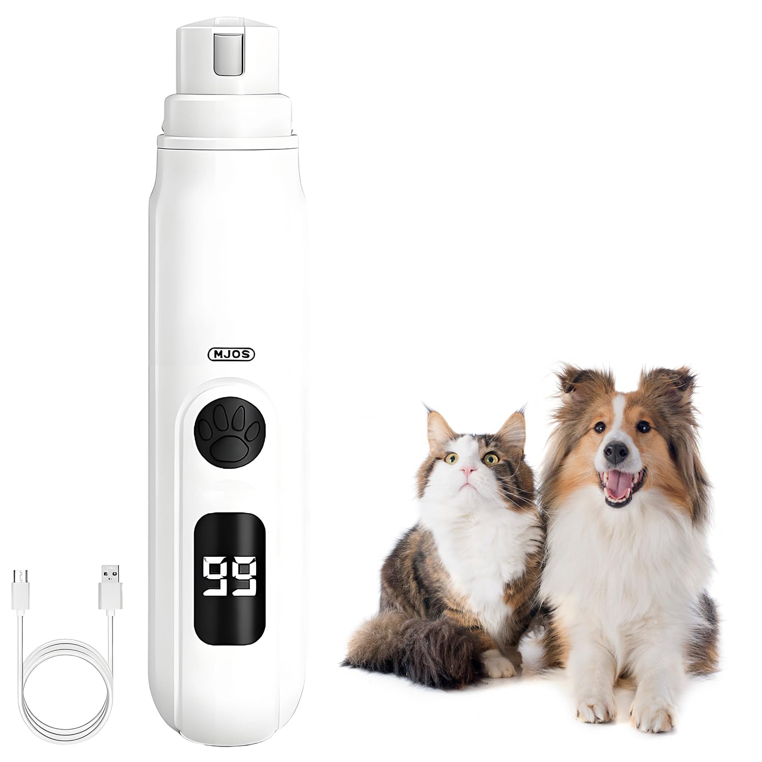 2025 Upgrade Cordless Pet Nail Trimmer for Dogs & Cats with LED Light, 3-Speed Low Noise Nail Grinder for Thick & Long Nails, Fast USB Charging (1 PC)