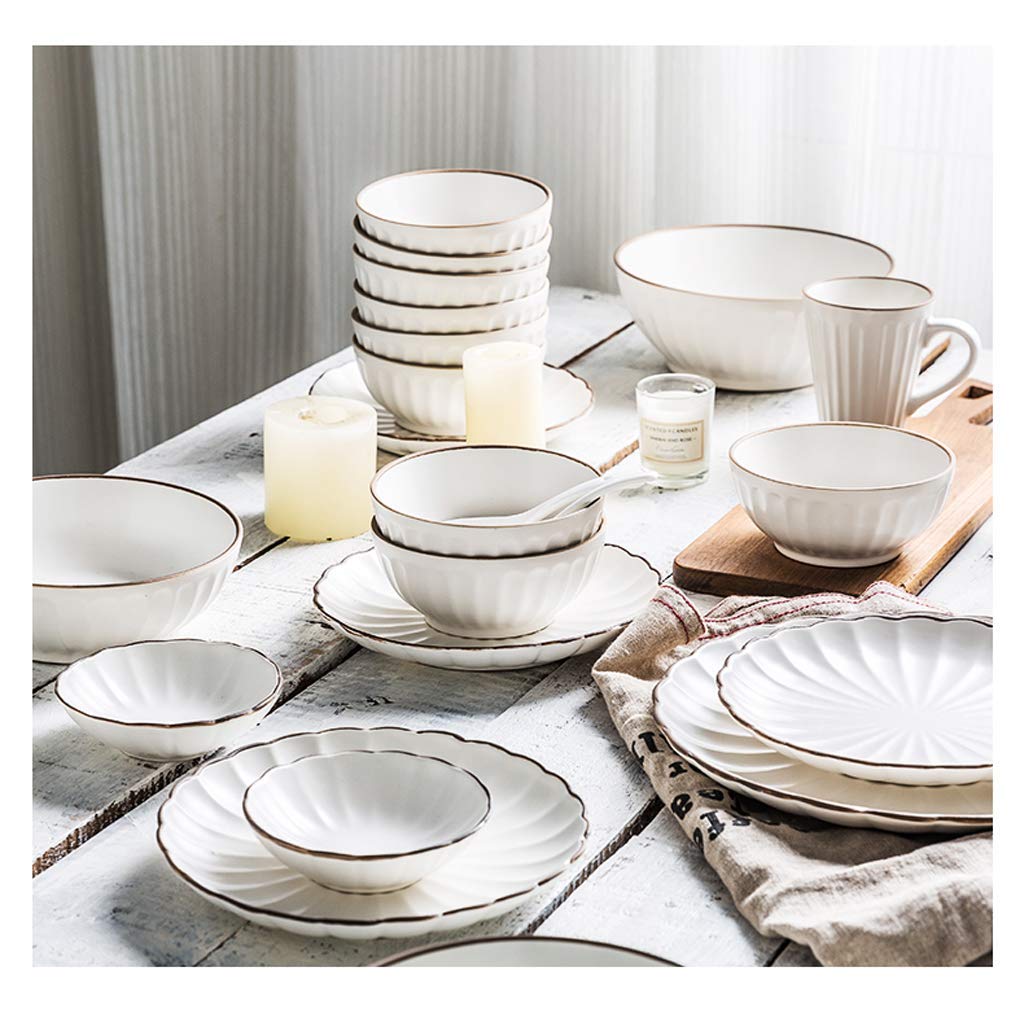 H3TF5J Ceramiczny zestaw zastawy stołowej, 45 sztuk designu płatków matowa porcelanowa zastawa stołowa, zdrowa porcelana kaolinowa, prezenty na imprezę rodzinną, bez poślizgu i odporną na zużycie