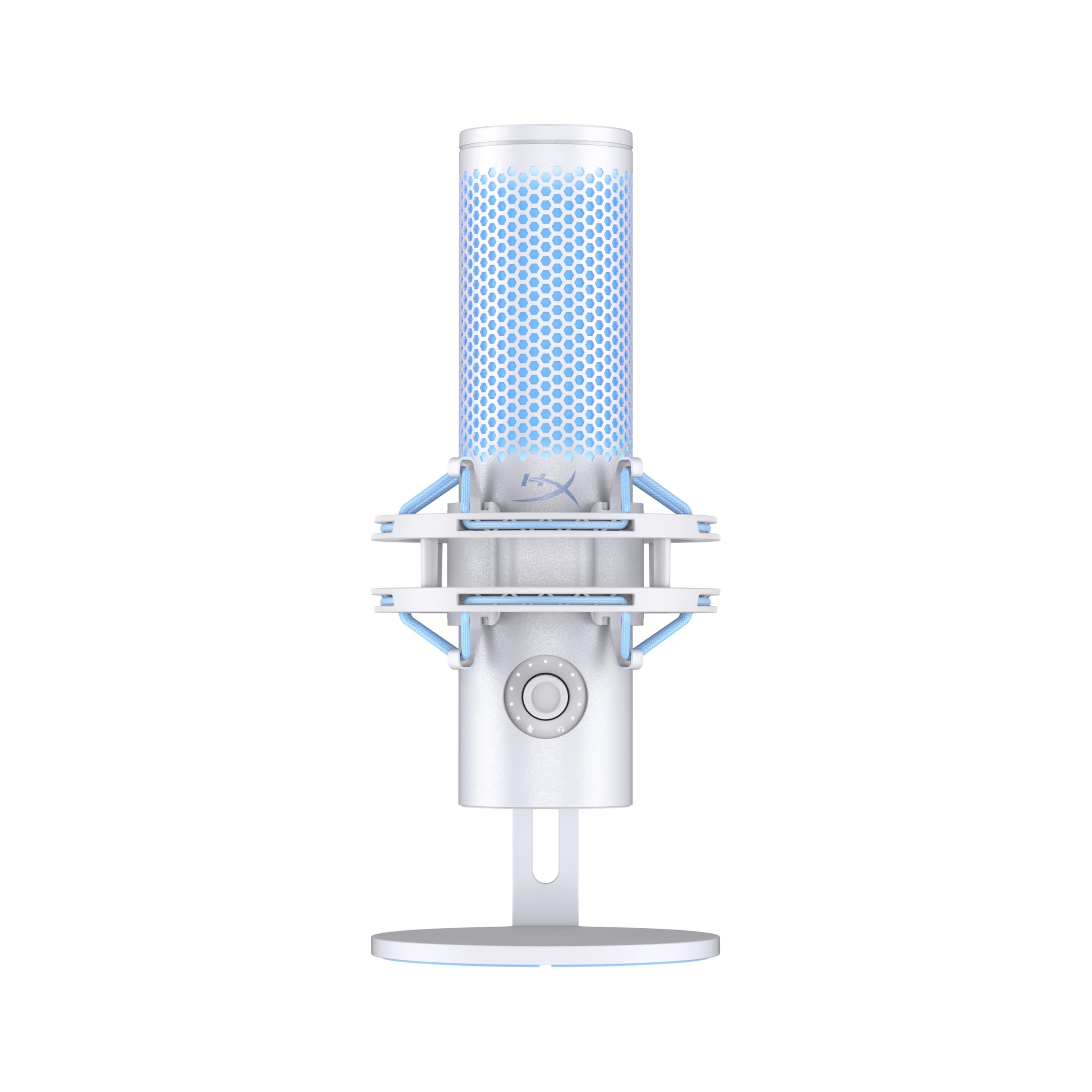 HyperX QuadCast 2, Microphone USB à condensateur pour Gaming/Streaming/Podcast, 4 directivités, Commandes intégrées, éclairage LED, Support Anti Choc Amovible, PC/Mac/PS5/PS4, USB-C, Blanc