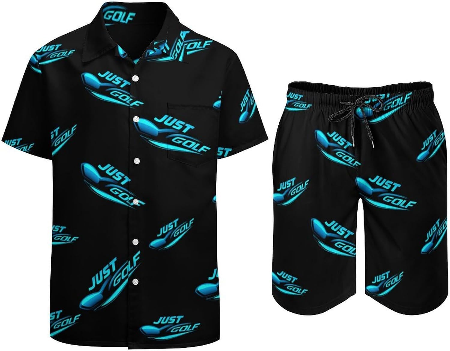 Just Golf Summer Mens Vacation Outfits Beach Shirts Shorts Matching Set