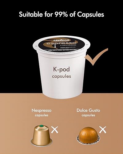 Miniatura 5 de Cafetera de una sola porción - Cafetera en cápsulas K 3 en 1, molida, té de hojas, depósito de 50 onzas, rojo