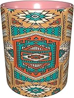 Vista 2 de Taza de té grande, taza única tribal, patrón de tribu secreta azteca india, bohemio, 11 onzas, regalos personalizados, naranja y verde azulado