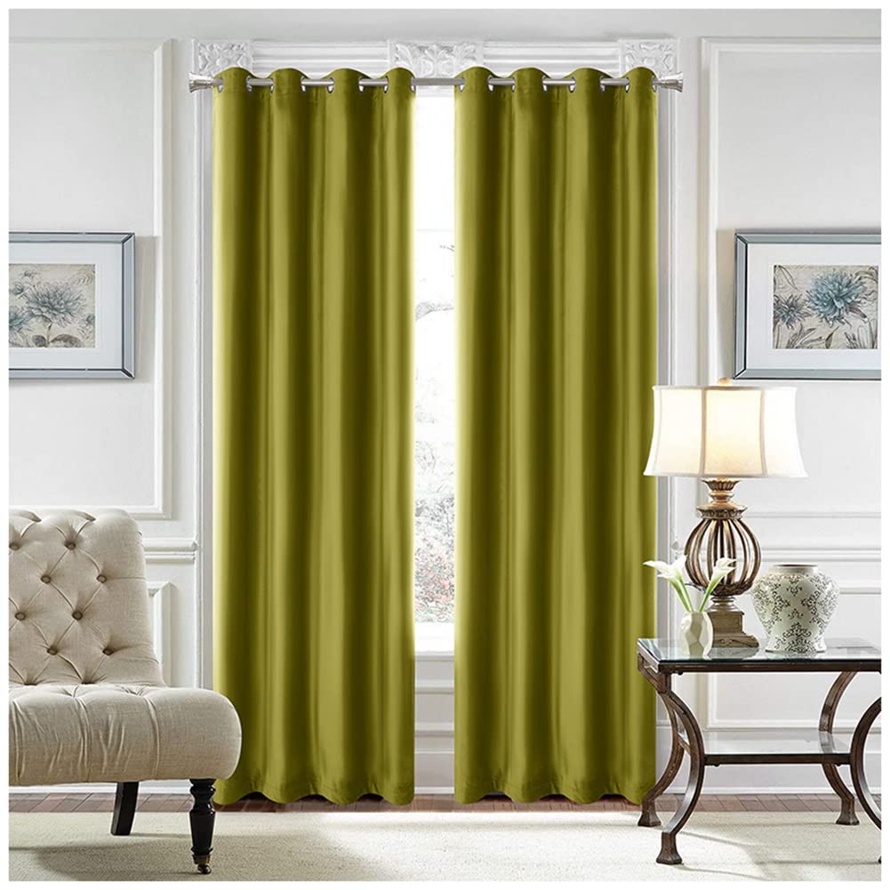 GUOCU Crushed Velvet Eyelet Top Curtains Super Soft Lined Blackout Curtains Bedroom, Living Room Home Decorative Window Treatment Thermal Insulated Blackout Curtains Green 52X102|132X259cm(1 Panel)