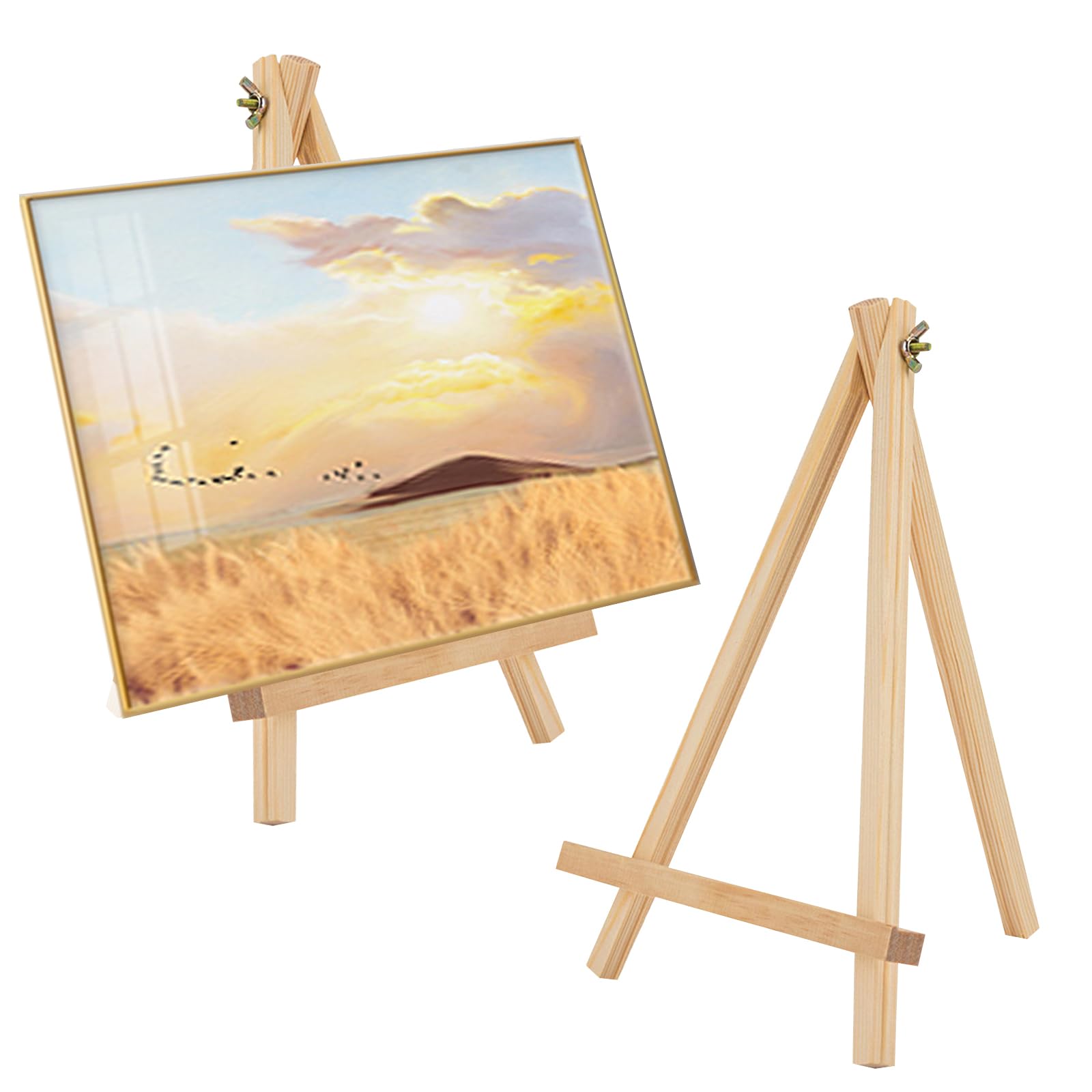 Mini Easels 30x20cm, 2PCS Natural Wood Artist Easel Small Tabletop Holder Display Stand Painting Easel for Displaying Canvas Drawing Weddings DIY Crafts Signs