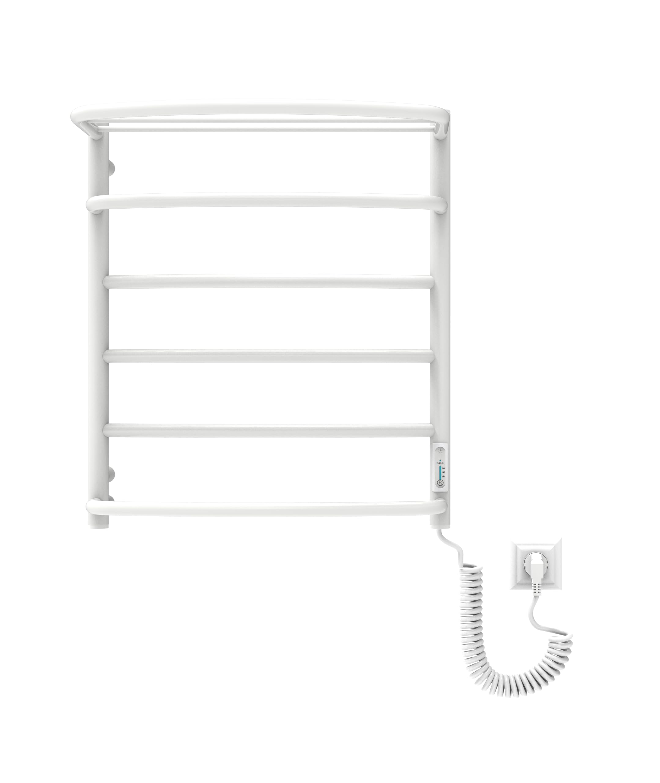 Elna Scaldasalviette Bianco - 127W - 610x530mm - Con Portasciugamani - Elettrico - Per famiglia, appartamento e camera degli ospiti - Acciaio Inox - Con Termostato, Timer & Eco - IP44 - Montaggio a