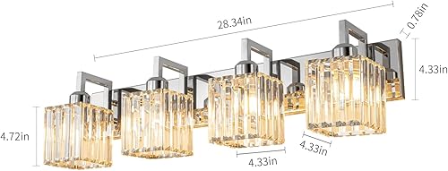 Miniatura 3 de FDPBY Moderna lámpara de pared de cristal para baño, 4 luces, cromada, moderna lámpara de pared de cristal para baño, iluminación de tocador de
