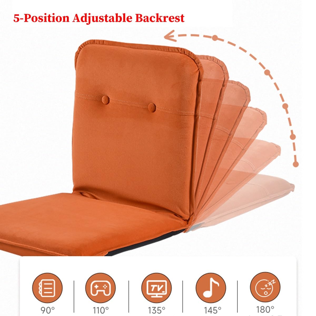 Sedia da pavimento pieghevole regolabile - Divano da gioco ergonomico a 5 posizioni con supporto per la schiena in tessuto di lino imbottito per leggere meditazione e relax a casa