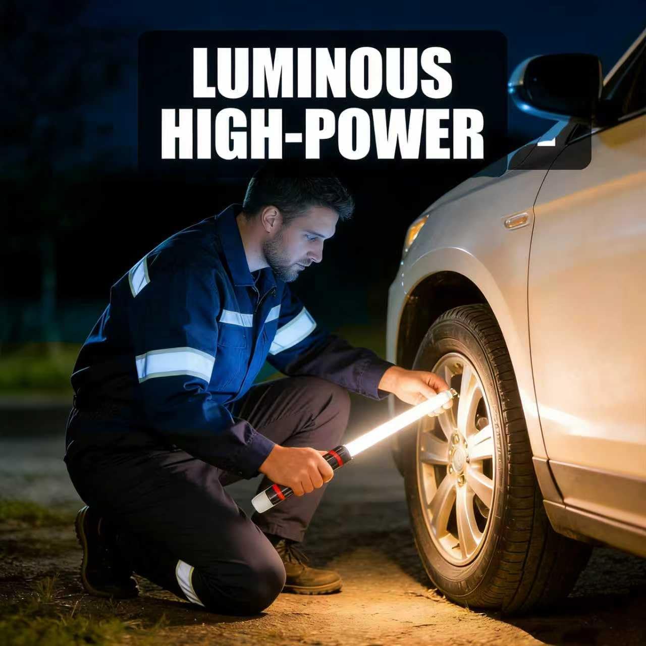 Bendable LED Flashlight Stick, 27" Flexible LED Work Light with Magnetic Base & Hook, 360° Rotatable Rechargeable LED Flashlight Stick for Mechanics, Automotive Repair, Camping, Emergency (2PCS)