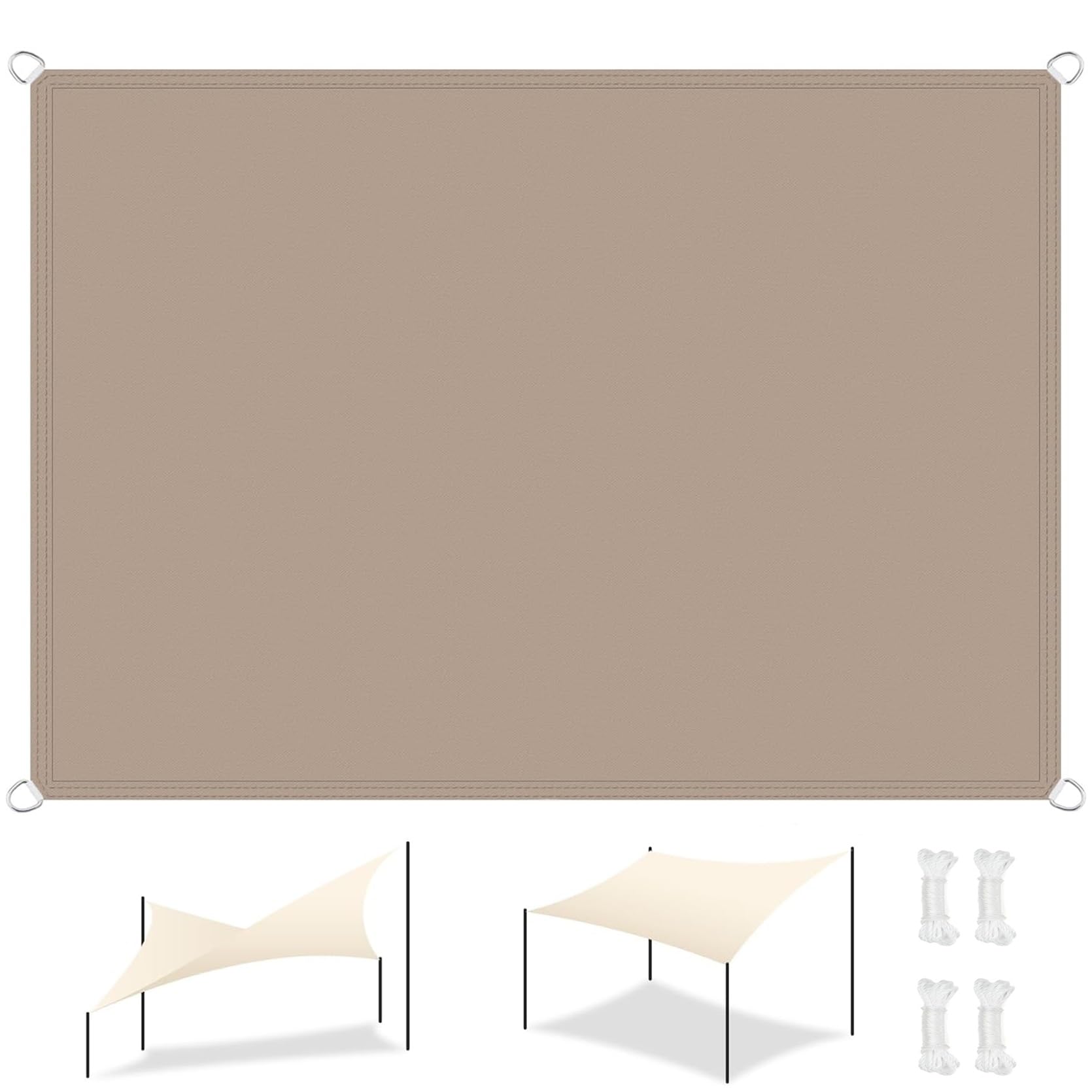 GLDYTVF Outdoor Patio Sun Shade Sail Canopy 1.8 x 6.5m Waterproof Rectangle Polyester 98% UV Block Taupe Garden Awning Shade Sail
