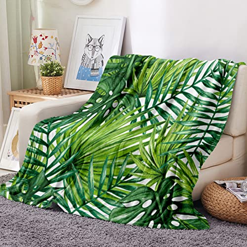 Wesan Tropical Green Plant Blanket Summer Trees Leaves Throw Gifts For Women Men Kids Boys Girls Tropical Rainforest Scenery Decor Super Soft Plush Throw 50"X60" #TOP1