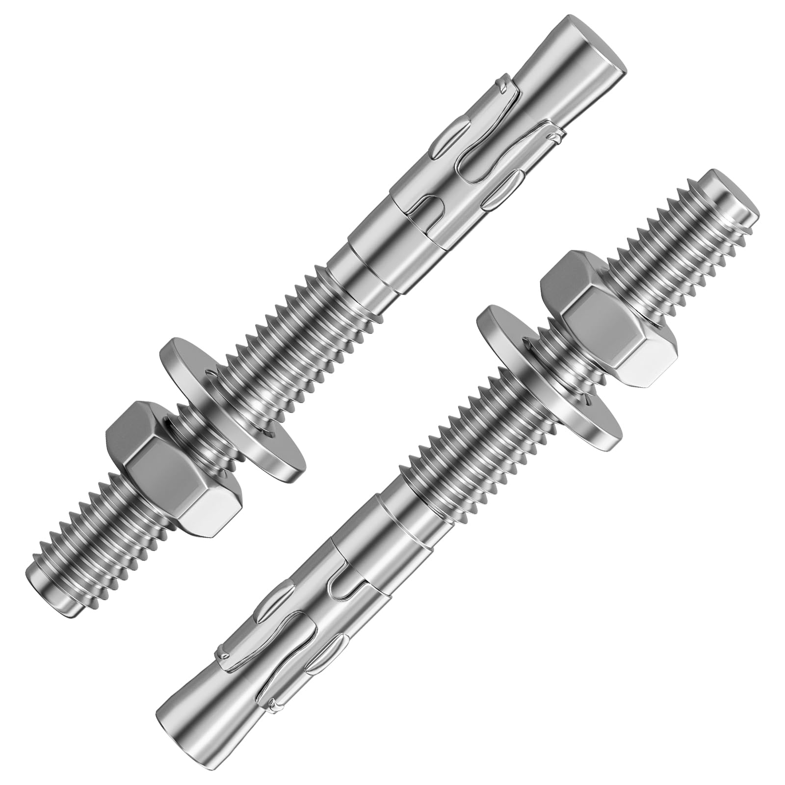 Wensilon 30Pcs 1/2x4 Inch Standard Fasteners for Heavy-Duty 304 Stainless Steel Wedge Anchors for Cement and Concrete