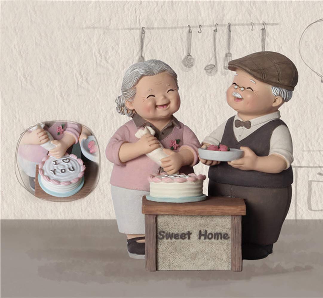 Homanda Resin Elderly Couple Cake Topper Figurine - Wedding Anniversary Decoration (4.9x3.7x5.1 In) - View #8