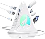 USB C Hub, 8 en 1 station d'accueil pour ordinateur portable verticale, USB C HUB pour Ordinateur portable avec 4K HDMI, 100W Charge d'énergie, 5Gbps Type C 3.0, 3xUSB A 3.0 & RGB Éclairage SD/TF Fente pour MacBook Air/Pro, iPad, iPhone 17