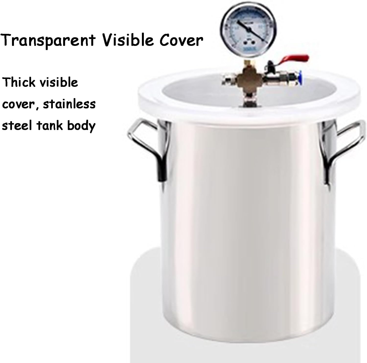 COYEUX 6L/10L/15L Vakuumkammer, Entgasungskammer aus Edelstahl, mit sichtbarem Acryldeckel, Unterdruckmanometer und Ventilschalter, zur Gasextraktion und zum Schutz von Lebensmitteln