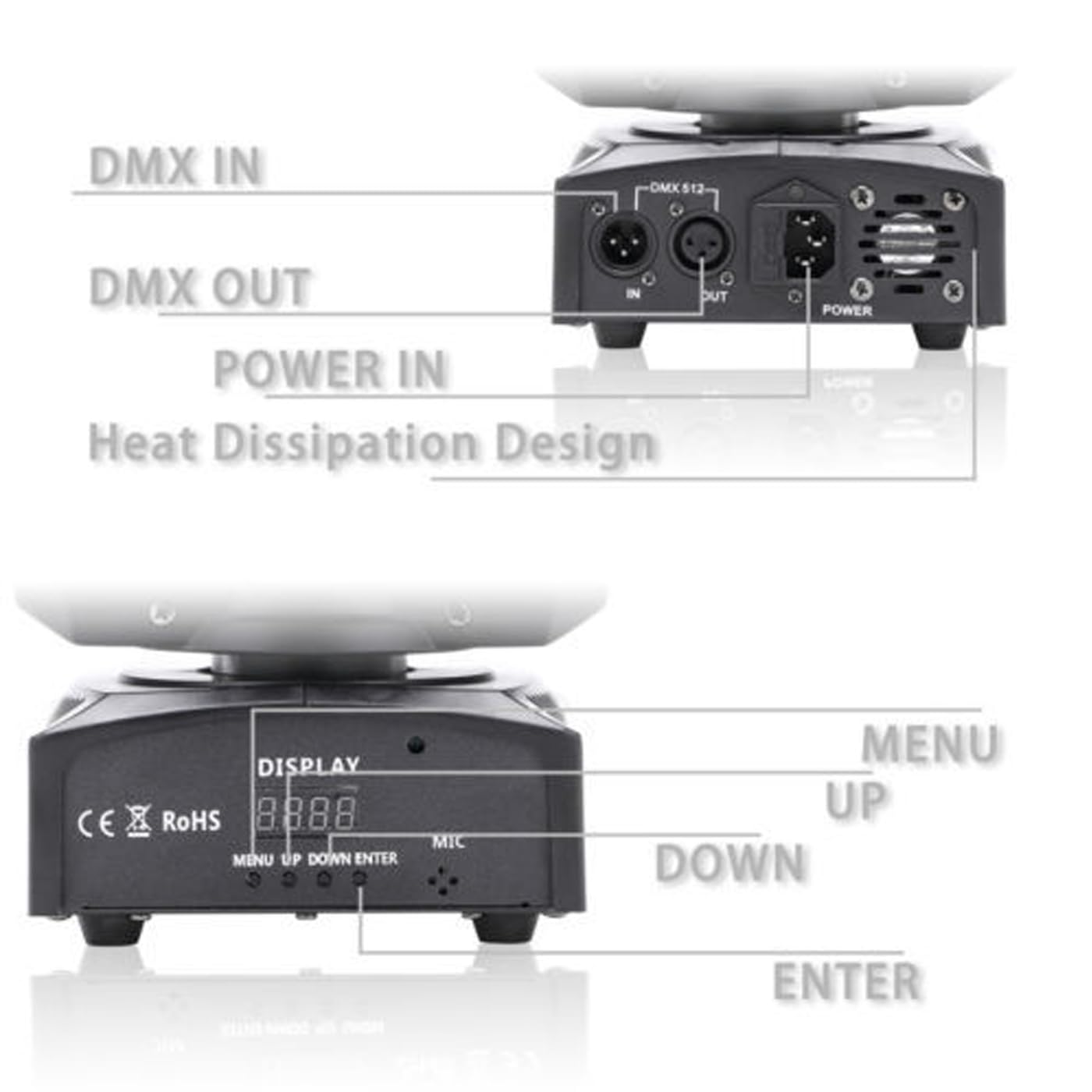 Attrezzatura per luci a Testa Mobile per DJ, Luce da palco a LED DMX con Controller DMX-512, semovente, Controllo vocale, luci da Discoteca per Interni per Feste, Matrimoni, Bar, spettacoli dal Vivo