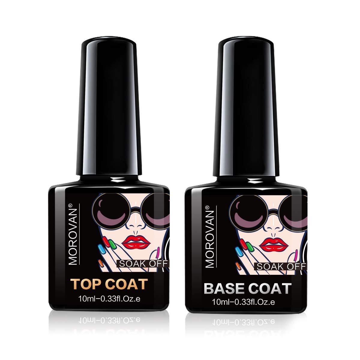 Morovan No Wipe Top and Base Coat Combination Set Gel Nail