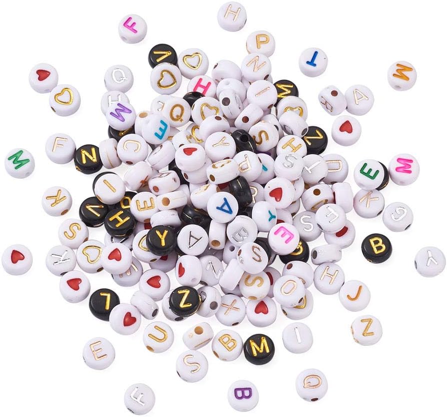 Cheriswelry 1700pcs Acrylic Alphabet Heart Beads Spacer Loose Beads with Elastic Crystal Thread for DIY Jewellery Bracelet Making - Image 4