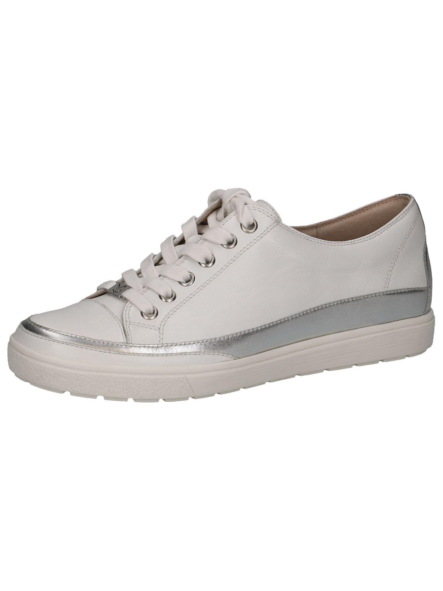 CAPRICE Women's Low-top Leather Sneakers with Laces, White (White Nappa Co), 4.5 UK
