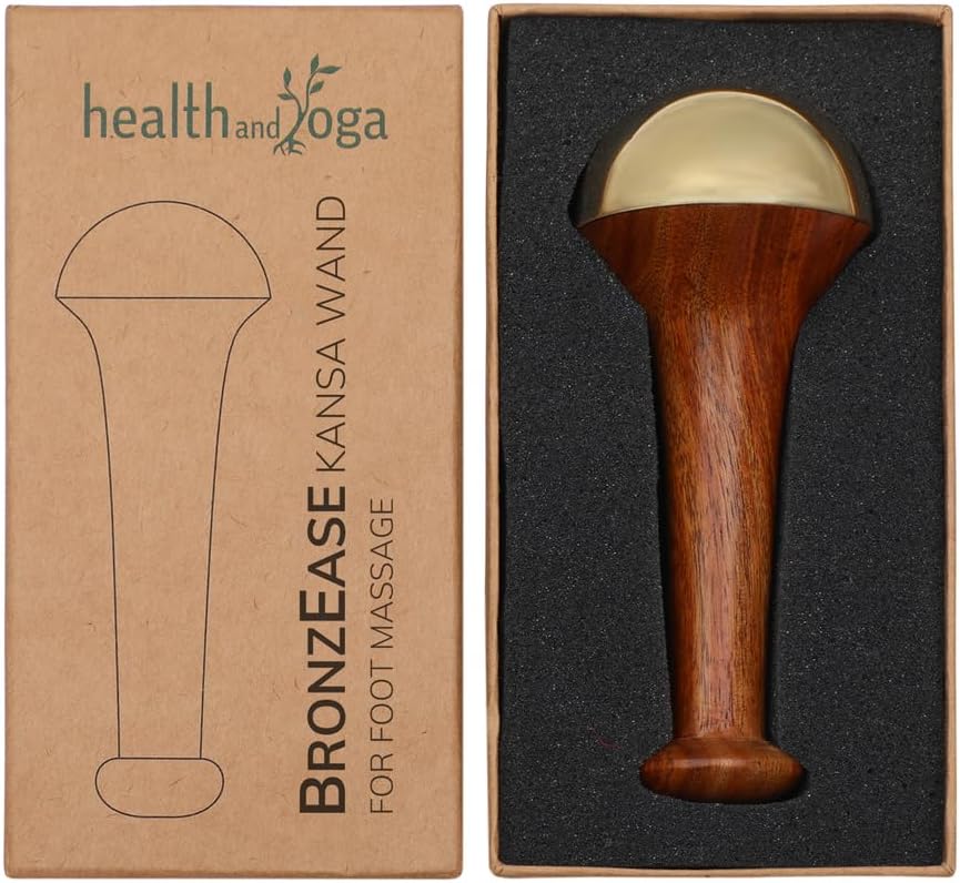 HealthAndYoga BronzEase Kansa Foot Massager - Kansa Wand Ayurveda Benefits of Bronze - Massage Wand to Restore Luster Through Detoxification (Wand - Smooth)