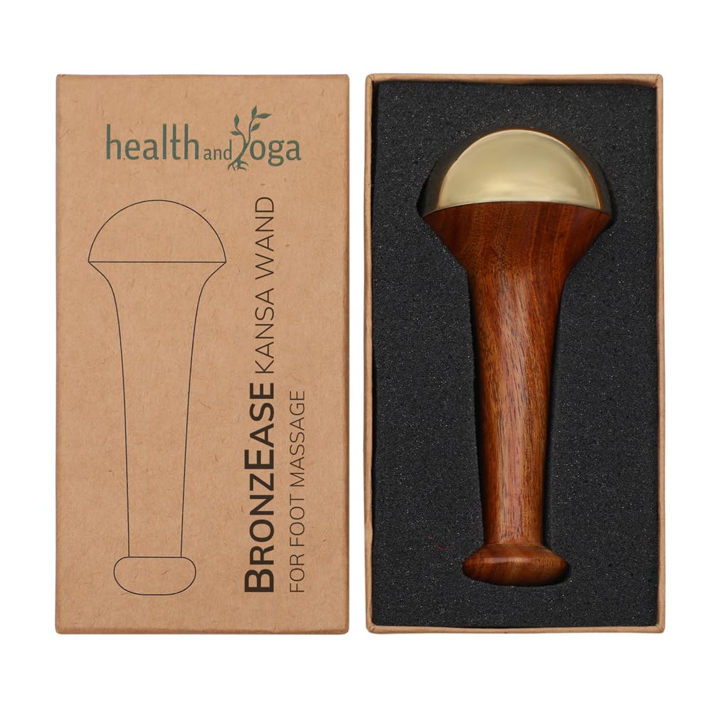 HealthAndYoga BronzEase Kansa Foot Massager - Kansa Wand Ayurveda Benefits of Bronze - Massage Wand to Restore Luster Through Detoxification (Wand - Smooth)
