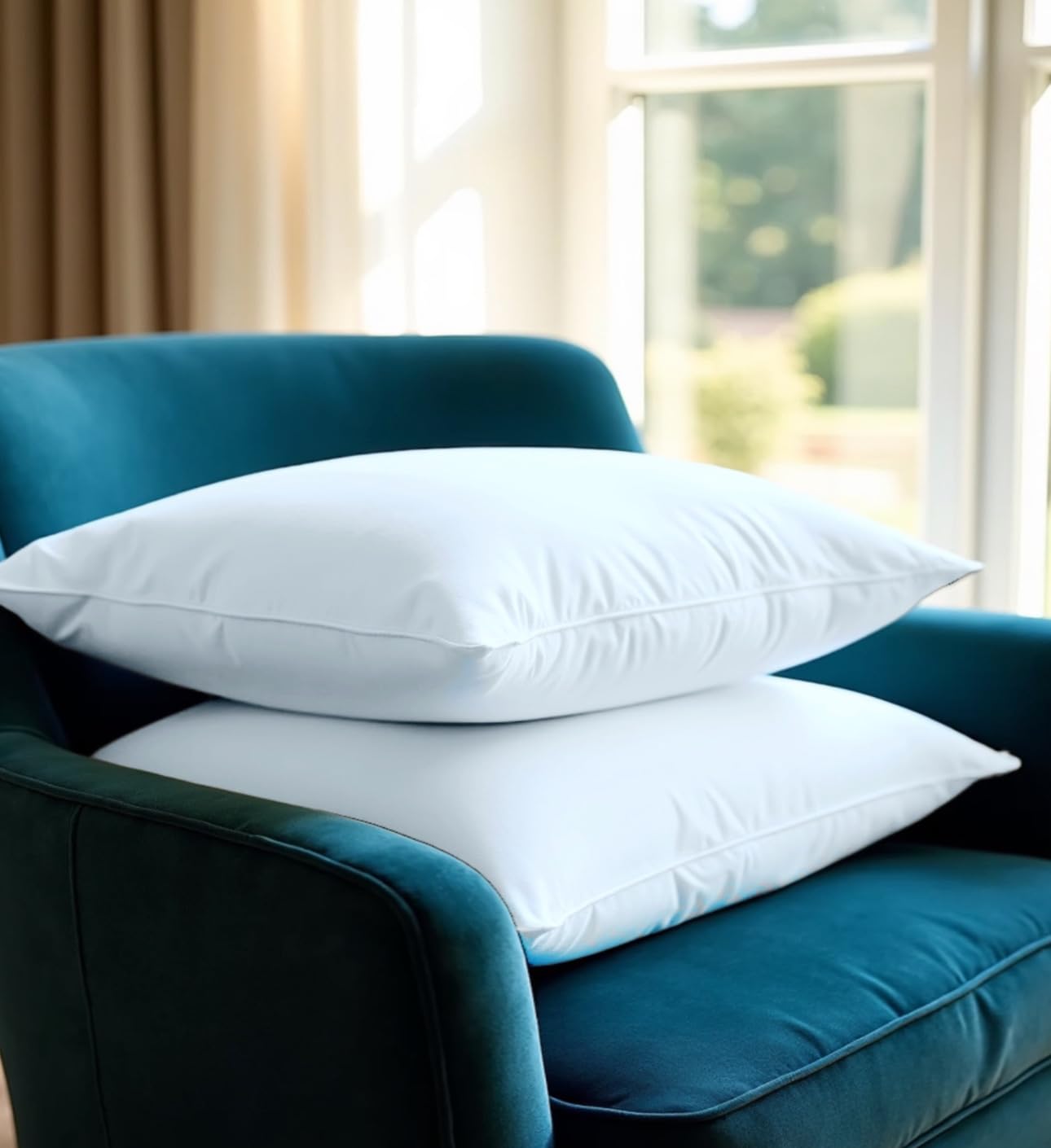 4All 1200gsm Goose Feathers Pillow Pair Extra Filling Hypoallergenic Support Hotel Down Pillow for Head & Neck Support Side Sleeper Comfortable Bed Pillow for Side Sleepers (Pack of 2) โ image 1