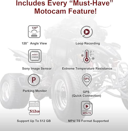 Miniatura 8 de INNOVV Motocam K5 de doble canal con resolución 4K Ultra HD, WiFi, GPS, modo de estacionamiento y resistencia al agua IP67 (tarjeta microSD no