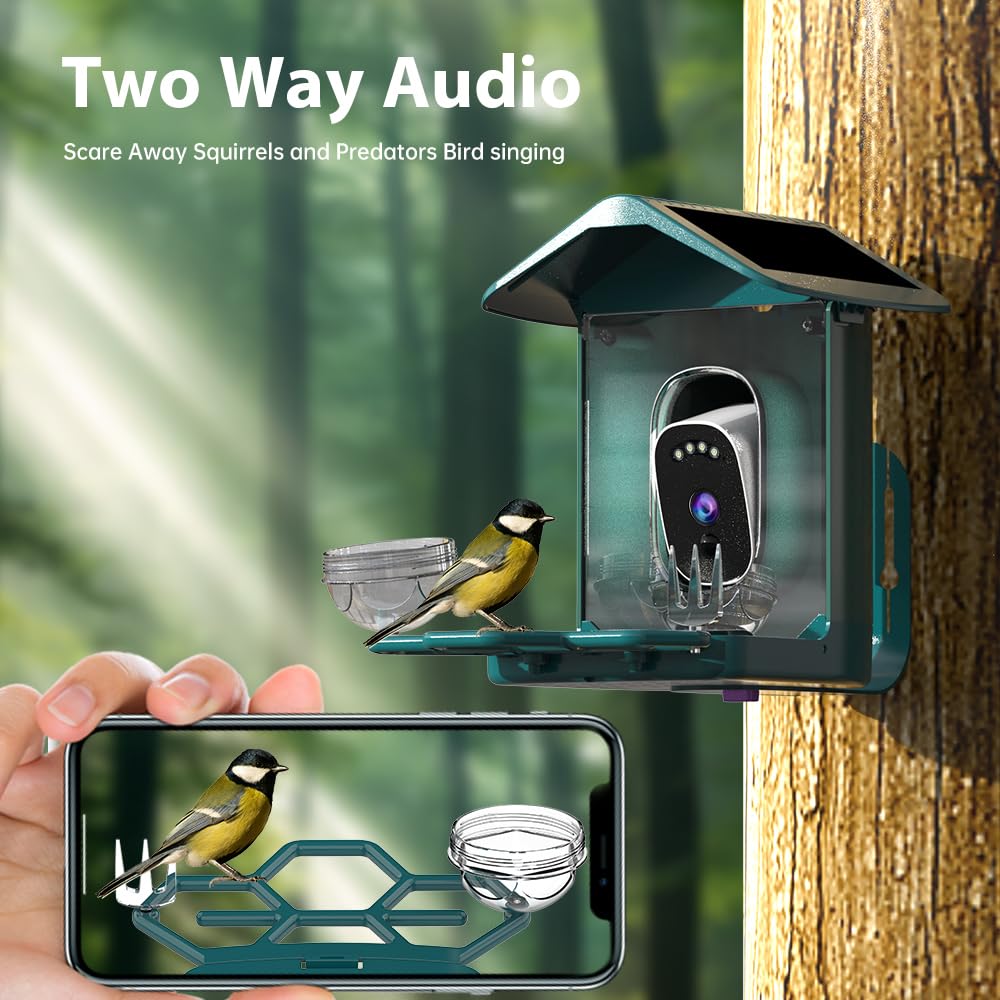 JOOAN 5MP Smartes Vogelfutterhaus mit Kamera 5200mah solarbetrieben IP66