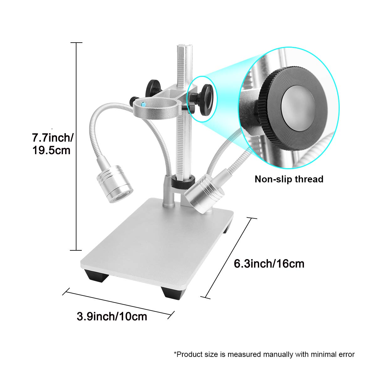 Jiusion Actualizado con 2 lámparas de aleación de Aluminio Universal Ajustable Profesional Soporte de Escritorio Soporte de Soporte de Escritorio para microscopio Digital USB de 3,5cm de diámetro