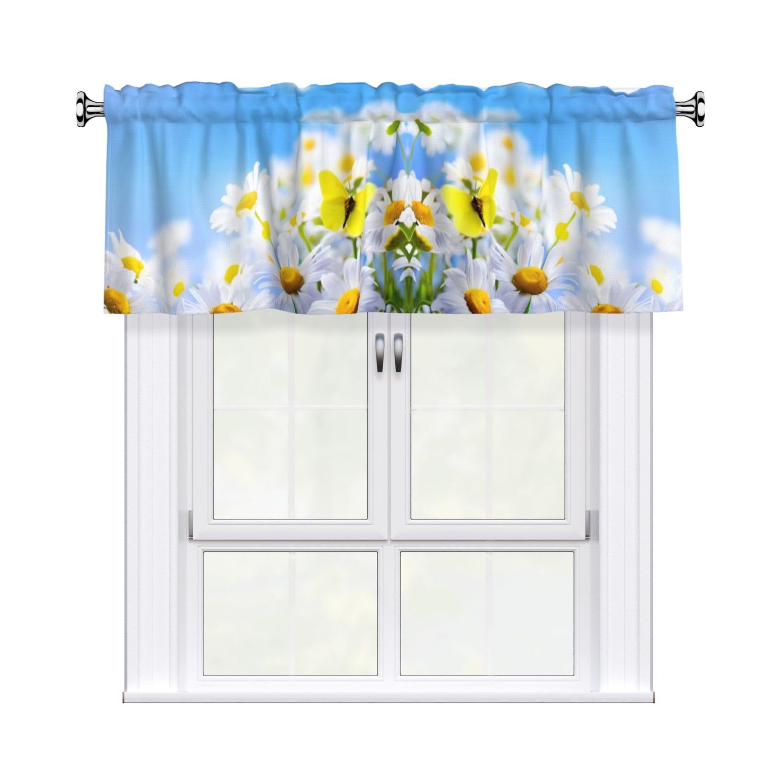 WHJSSF Butterfly On Daisy Prints Housewarming Gift – Peach Skin Window Valance 54x18 for a Cozy Kitchen Refresh