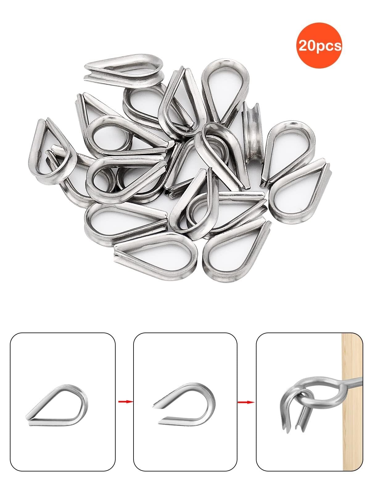 Kit de serrage pour câble 2mm - 20 pièces agrafes, 20 pièces cosses, 50 pièces manchons pour fixation sécurisée