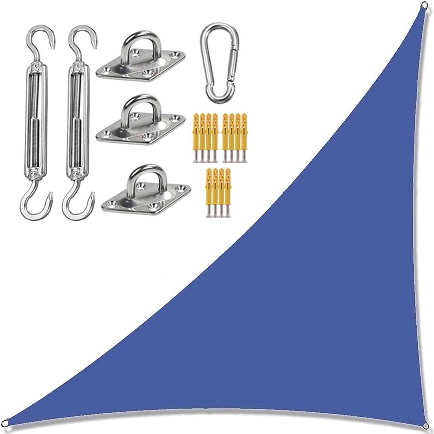 LYGBAOFUL a Vela Parasole Impermeabile con Blocco UV per Picnic in Giardino o Campeggio Blu 6 m x 6 m x 6 m Include Kit di Fissaggio a Vela Triangolare per Esterni Ideale per l'ombra del
