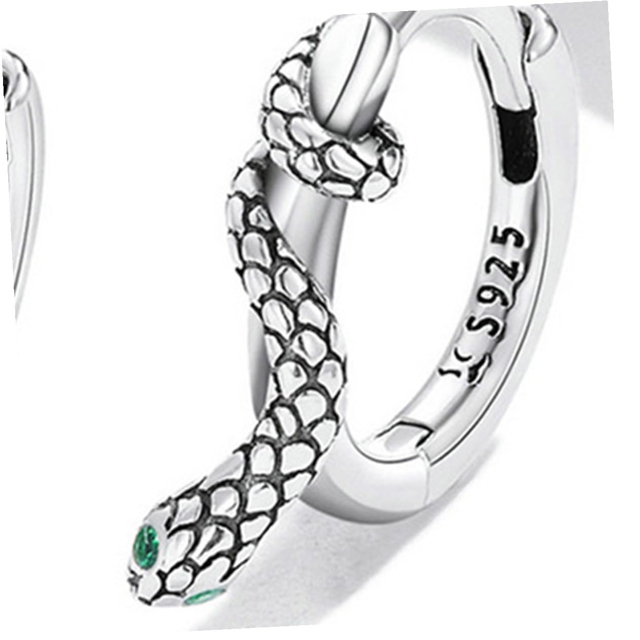 Hohopeti 2 Paare Sterling Silber Schlangen Ohrringe Damen Ohrstecker mit Grünem Zirkonia Hypoallergen Minimalistisches Design Sicherer Verschluss Modische Schmuckstücke für Alltag und