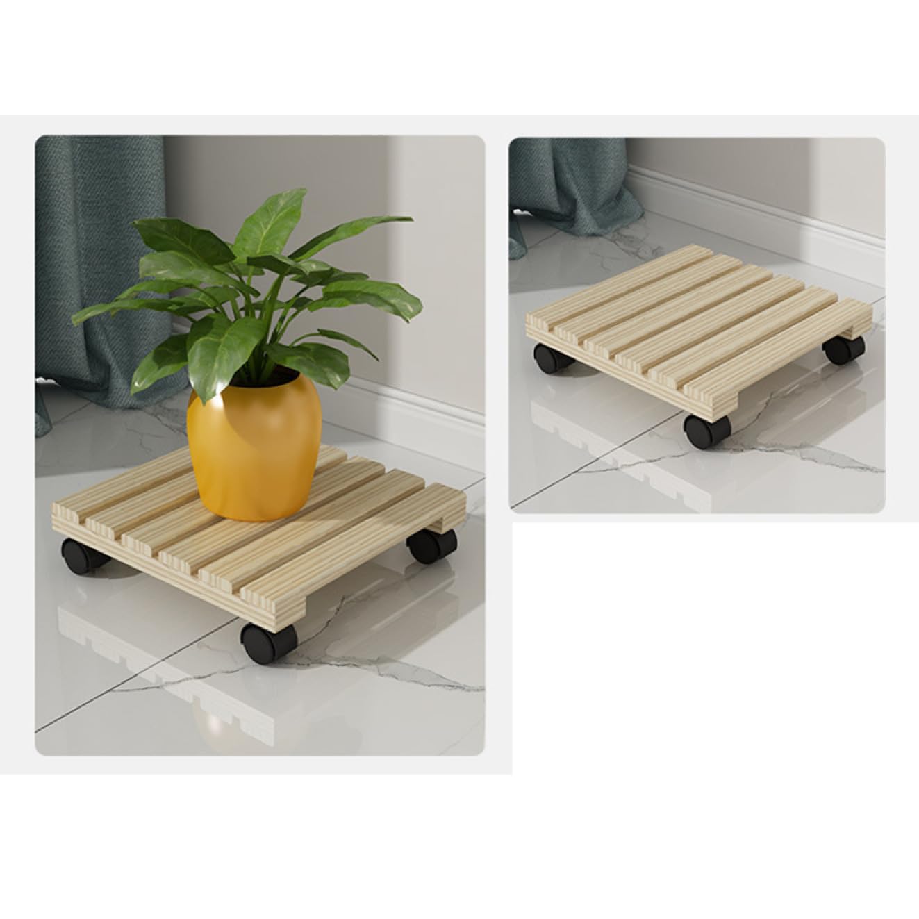 Amazon.co.jp: [GZGZ] 木製鉢置き 角型キャスター付 30×30cm 花台