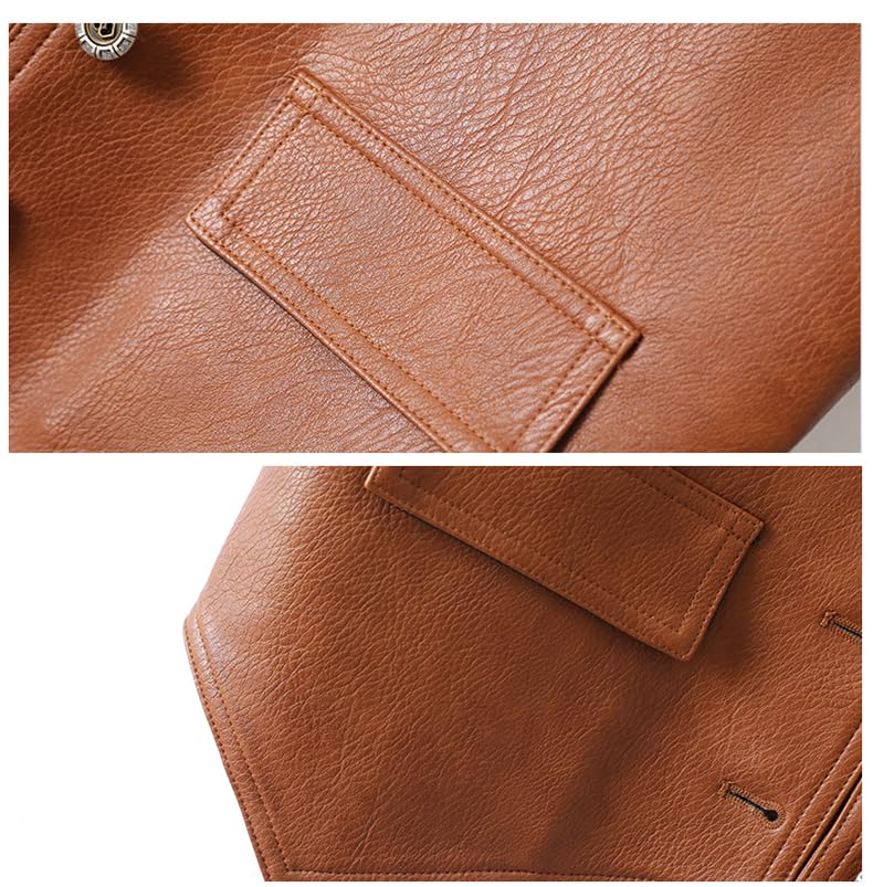 Women's Faux Leather Suit Vest V Neck Vintage Western Vest Casual Waistcoat4