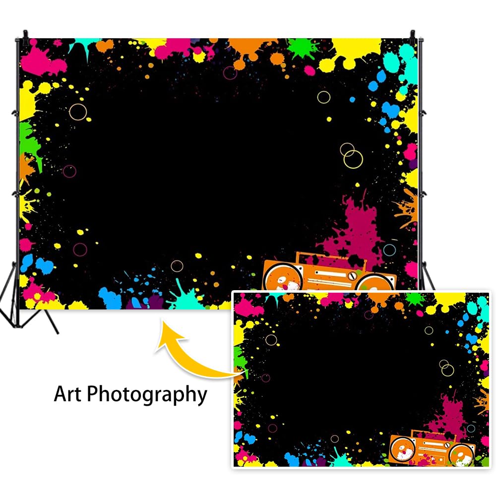 Leowefowa Neonowe dekoracje imprezowe, winylowe, świecące w ciemności, tło fotograficzne, baner urodzinowy, świecące graffiti, tło do fotografii, rekwizyty do fotobudki