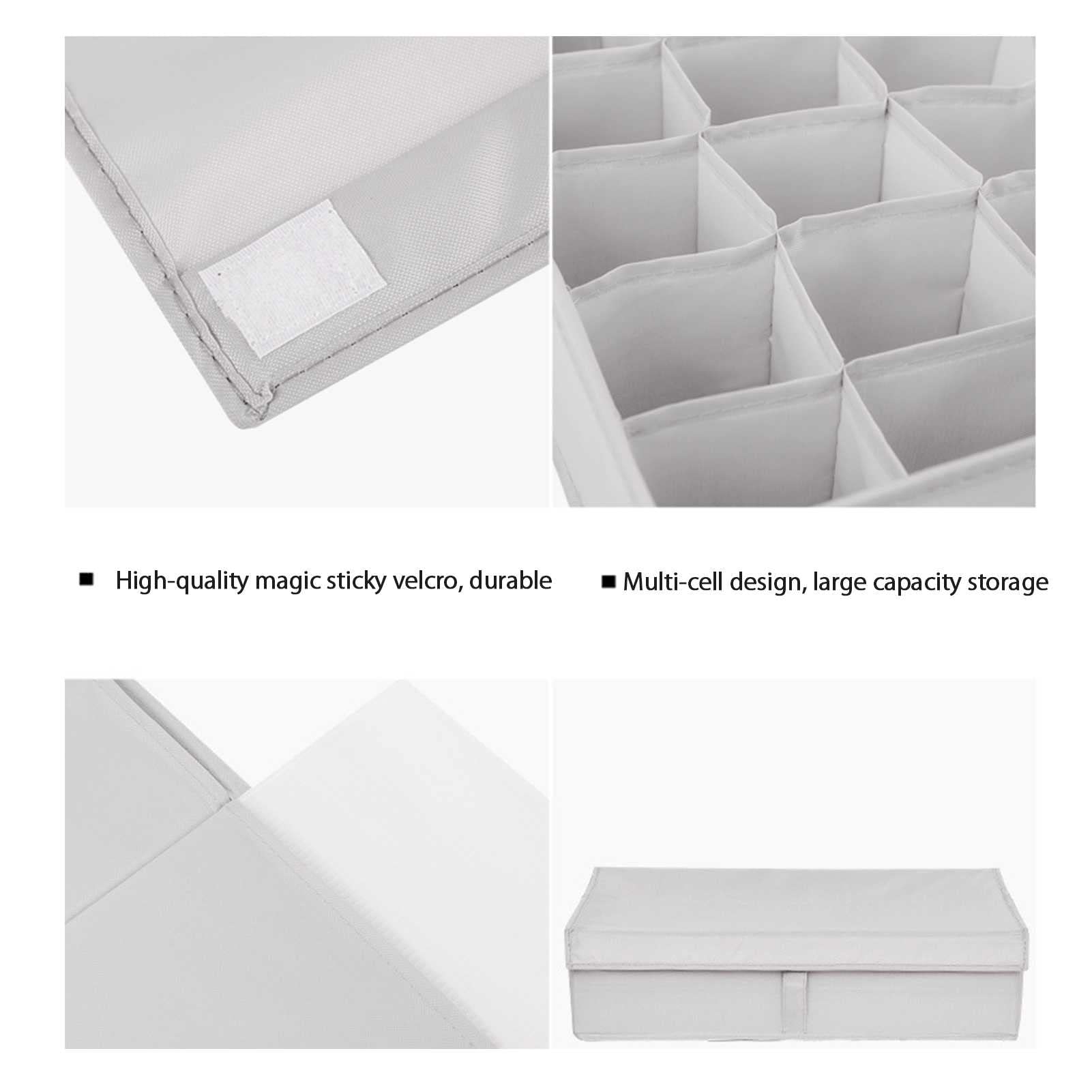 2 PCS Lavable Oxford Paño Interior Divisor Organizador, Caja de Almacenamiento de Calcetines con Tapa, Plegable Polvo a Prueba de Polvo Tie Hit Bra Organizador