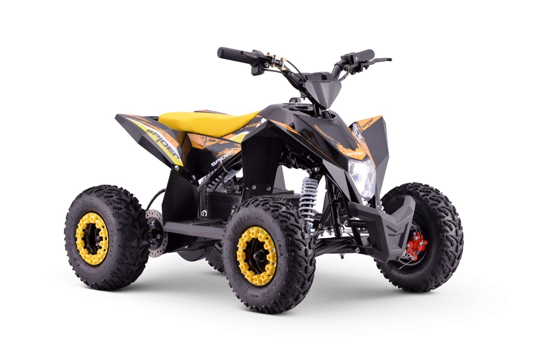 ATV eléctrico Quad para niños Spider Amarillo - 1000 W, Batería: 36 V (3 x 12 V/12 Ah), a partir de 5 años+