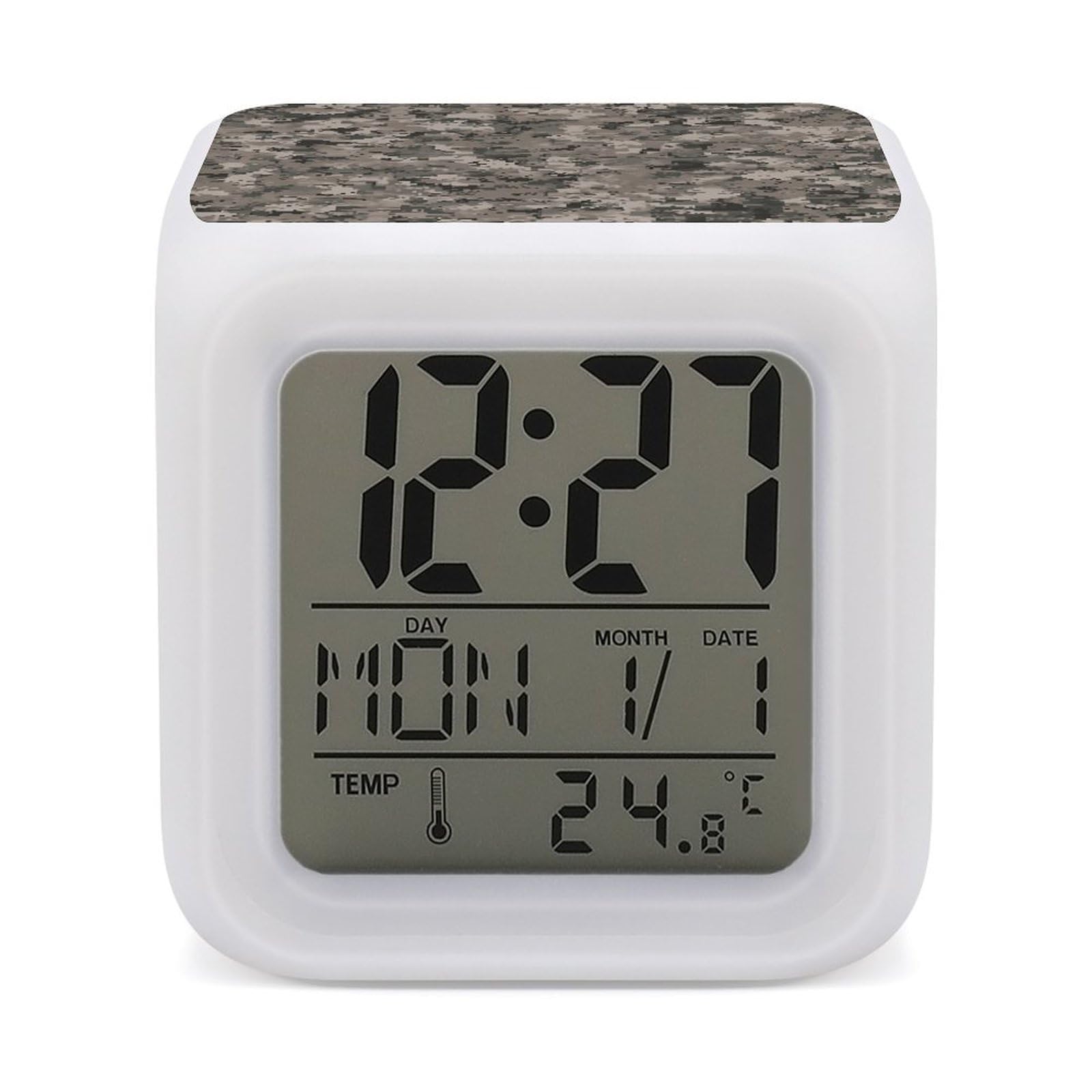 Reloj despertador digital con temporizador de alarma y luz nocturna multicolor para dormitorio