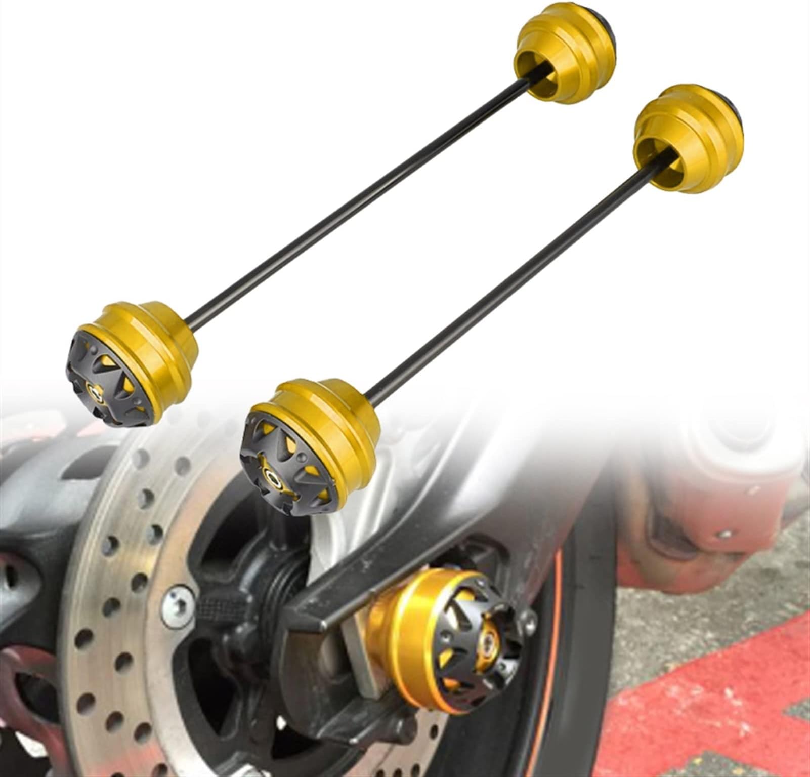 For KAWASAKI Z650 Z900 Z900RS Z750 Z750S Z750R Z 650 750 900 RS Front And Rear Axle Sliders Fork Wheel Protection Crash Pad Kit Decorate (Color : Front-Rear Golden)
