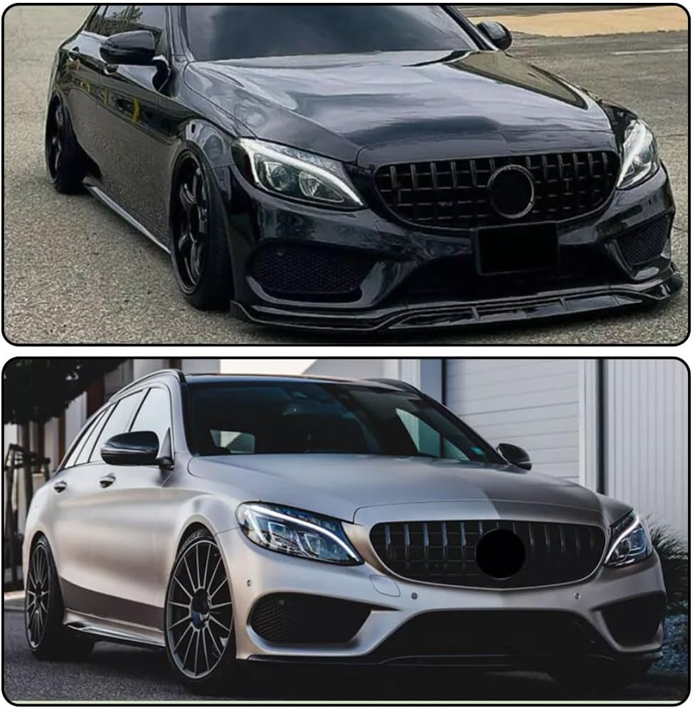 MCARCAR KIT Front Grille Compatible with Mercedes Benz C-Class W205 2015-2018 C180 C200 C250 C300 C400 Front Kidney Hood Grill (Models without camera)