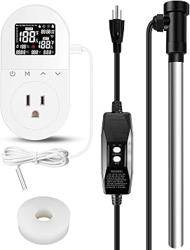Submersible Portable Hot Tub Heater 1300W, Titanium Immersion Water Heater with Smart Thermostat, IOT Remote Control, Fast Heating for Hot Tubs,Spa Tubs, baptismal, Inflatable Pools & Above Ground