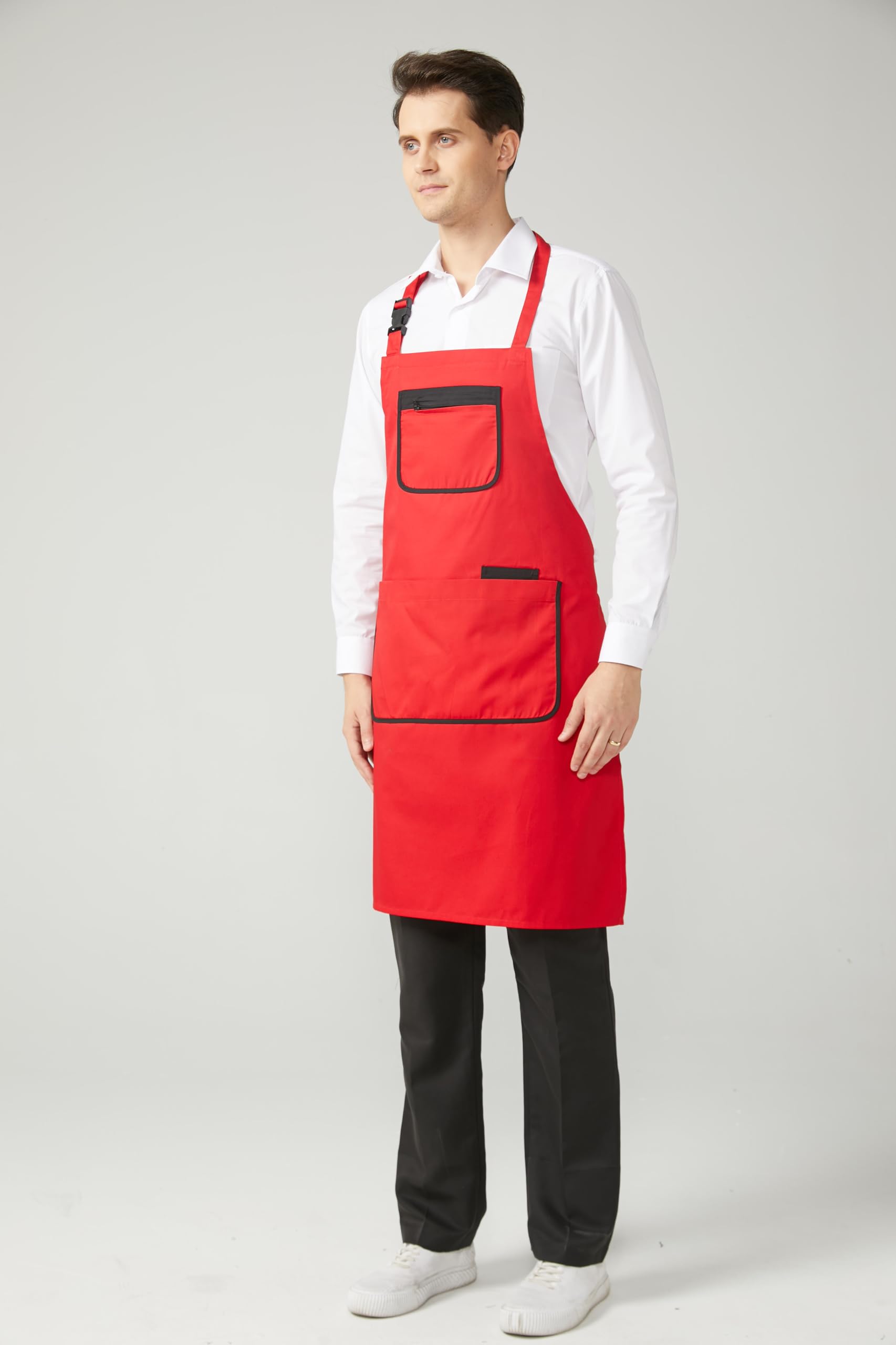 Victory KAIXUAN – DELANTAL CON PETO AUTOMÁTICO UNISEX - UNIFORME DE SERVICIO DOMÉSTICO Y LIMPIEZA SANIDAD MÉDICO HOSTELERÍA - SERIE XGN007 PACK* 10 PCS