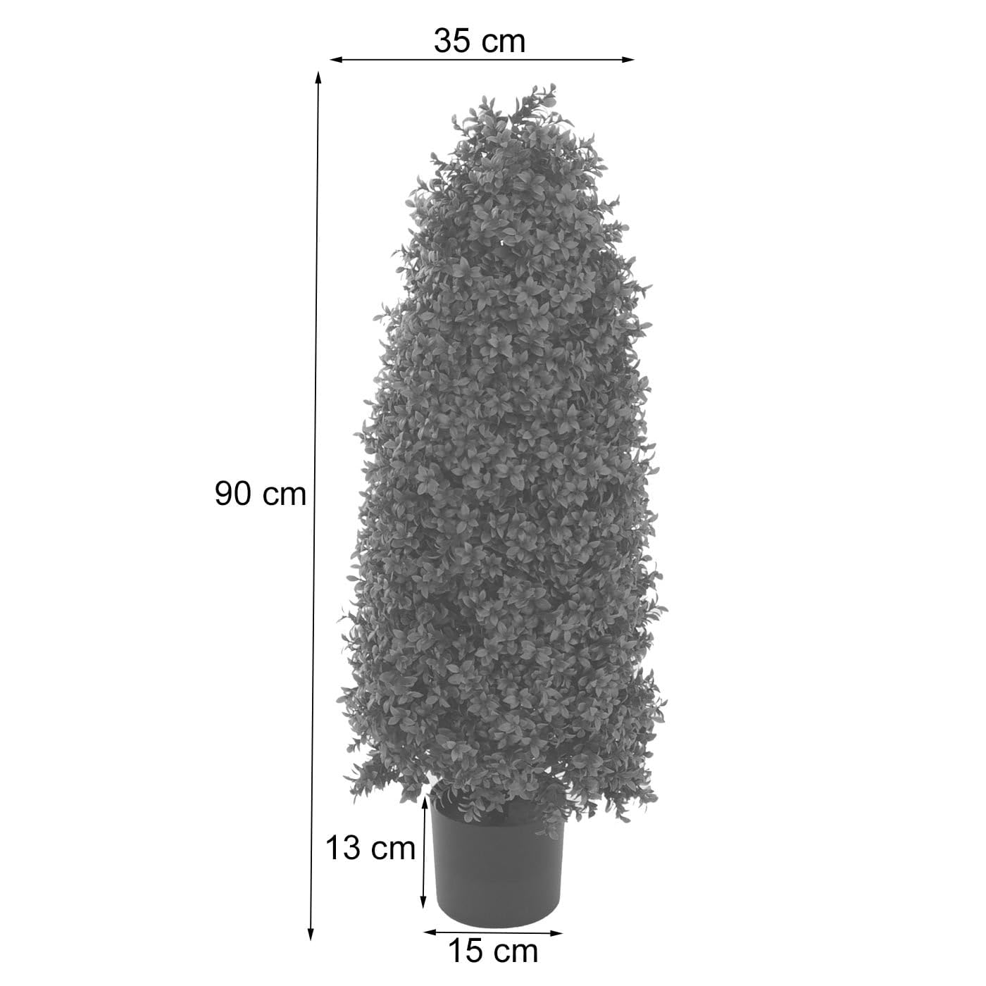 Mendler Künstlicher Buchsbaum HWC-Q89 90x35x35cm | Buchs, Buxus, im Topf, Dekobaum, Kunstpflanze, Kegel, naturgetreu immergrün Outdoor