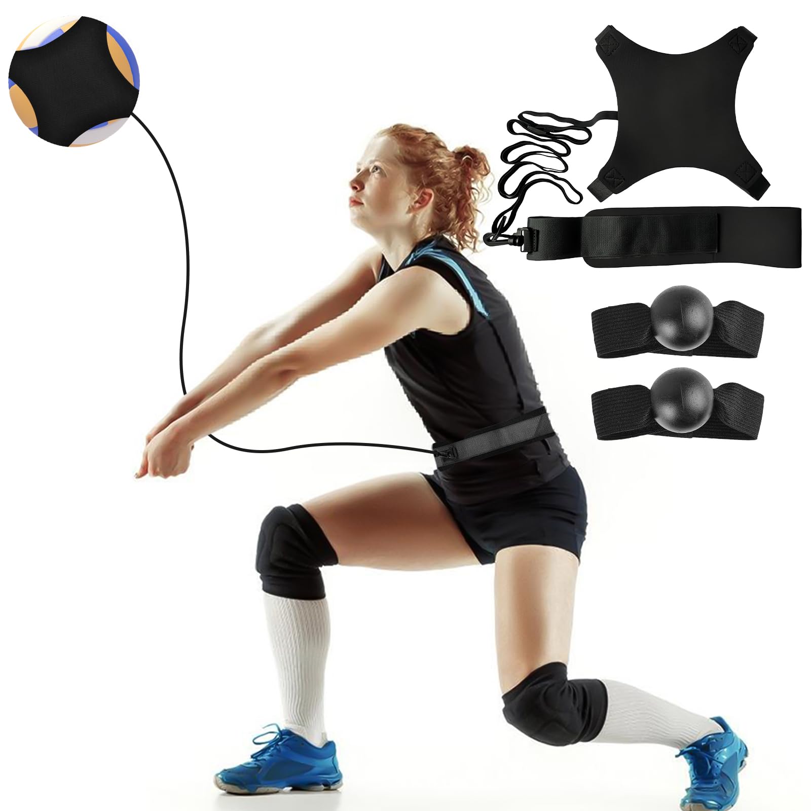 Nizirioo Pallavolo Spike Trainer, Attrezzatura da Allenamento Aid per Pallavolo, Sistema di Esercizi (Nero)