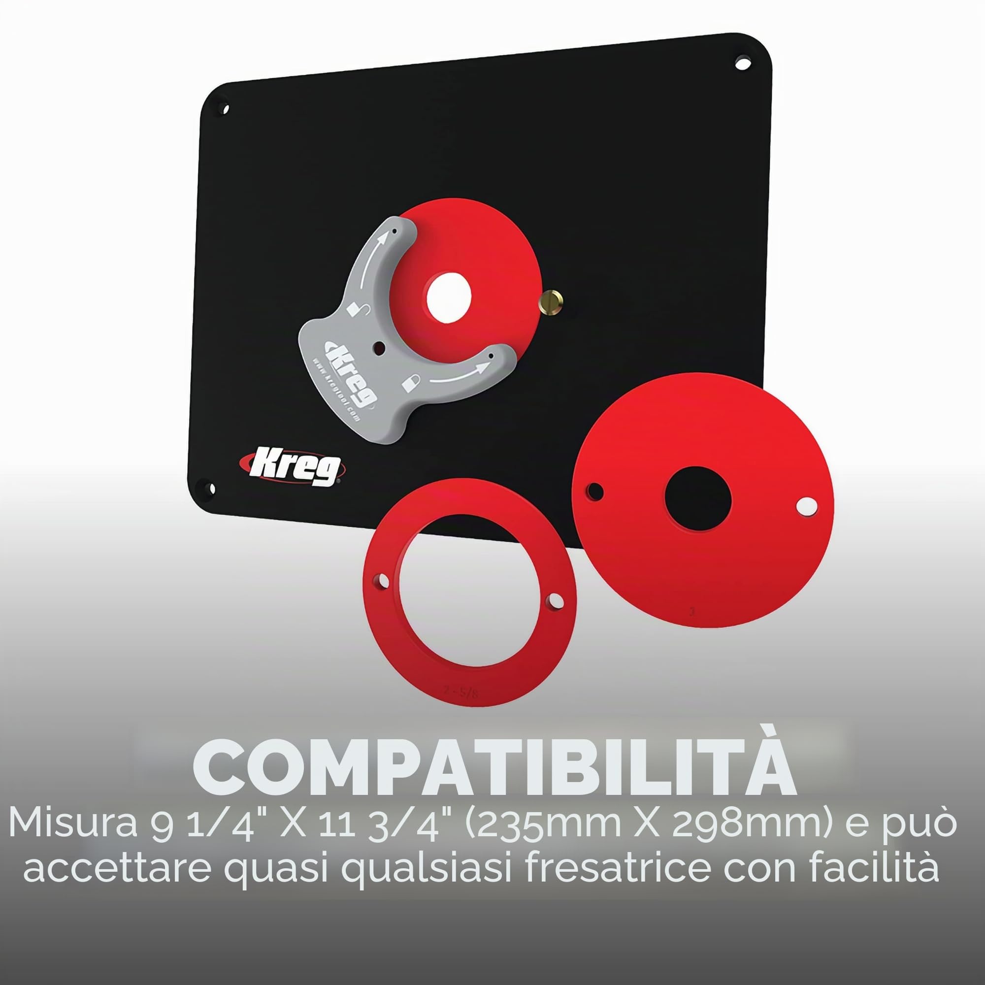 Kreg Tool PRS4034 - Piastra di inserimento con anelli di livellamento (Triton preforato), nero e rosso