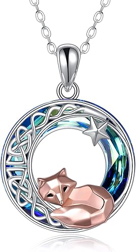 Collar de plata de ley con zorrorana para mujer collar de zorro origamiluna de rana regalo para mujeres y mamá