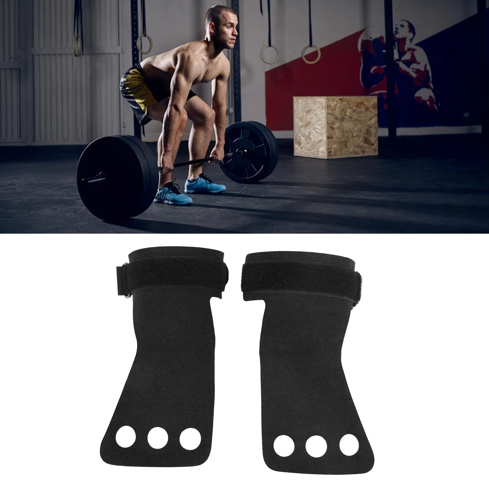 Leapiture 2pcs Gymnastics Palm Protector Gymnastics Hand Grips Lmitation Leather Gymnastics Gloves Durability Reliability for Pull Up Weight Lifting Training (Black)