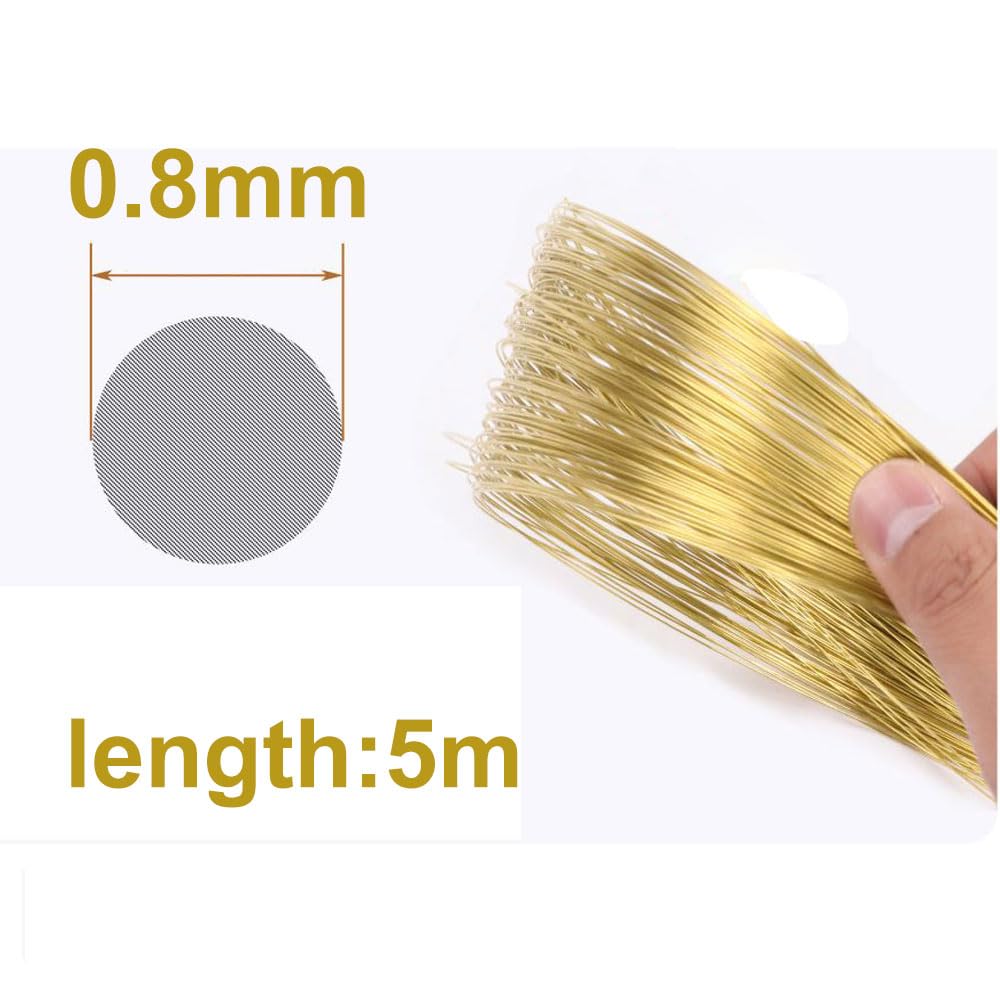 COYOUCO Round Copper Wire Gold Brass Wire 5M Length for Beading Craft,0.8mm